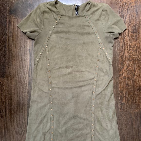 Design Lab Lord and Taylor Olive Green Suede Dress - Picture 1 of 10